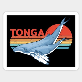 Humpback Whale Kingdom of Tonga Vintage Travel Design Magnet